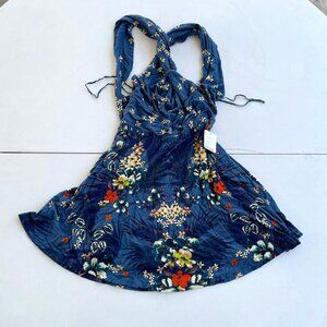 Blue dress with flowers pattern- Free people